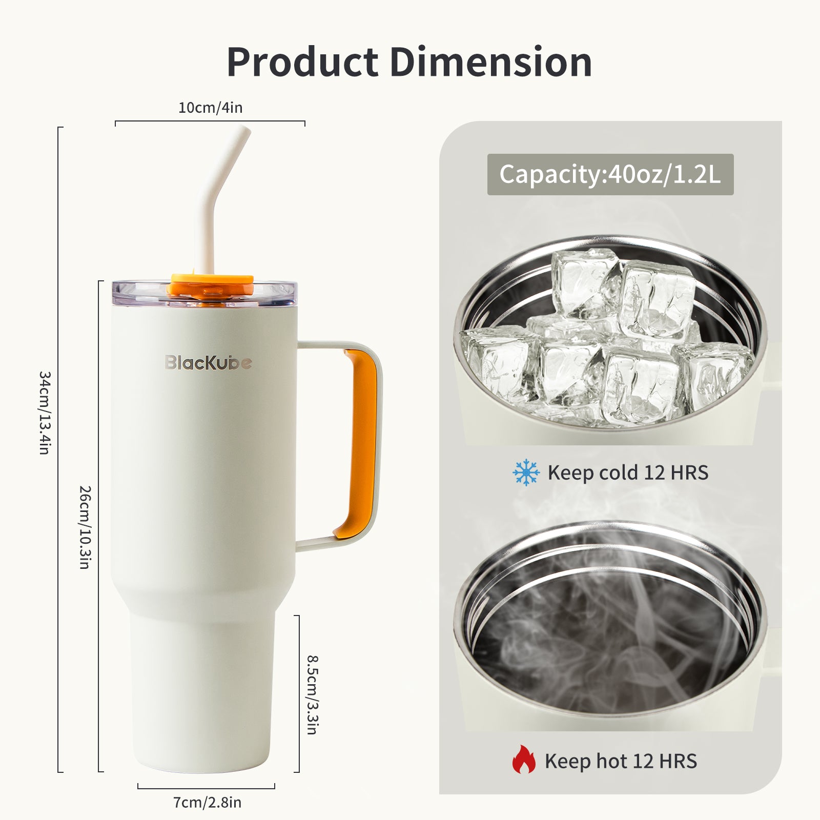 Blackube 1.2L 40OZ Stainless Tumbler